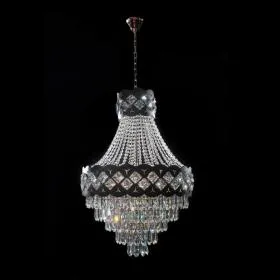 Candelabru Adelin, 15*E27, Diametru 60cm, Negru, Metal și Cristal