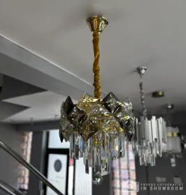 Candelabru Alki 4*E14, Negru, Metal și Cristal