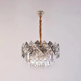 Candelabru Alki 9*E14, Negru, Metal și Cristal