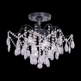 Candelabru Cristal Chris, 4*E27, Negru, Diametru 50cm Metal și Cristal