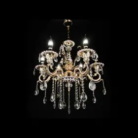 Candelabru Cristal Luciano, 6*E14, Auriu, Metal și Cristal