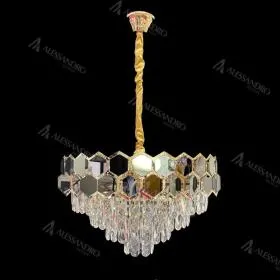 Candelabru Cristal Mehdi 8x E27 Auriu Negru