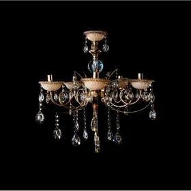 Candelabru Giala, 5*E14, Auriu, Metal și Cristal