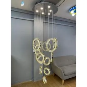 Candelabru LED Cindy, 128W, Metal și Cristal, Argintiu