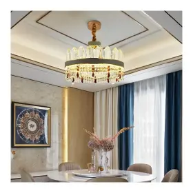 Candelabru LED Pollux cu Telecomandă, 112W, Diametru 45cm, Auriu, Cristal, Dimabilă