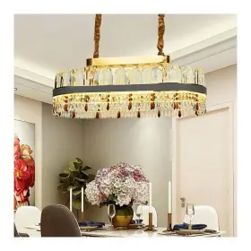 Candelabru LED Pollux cu Telecomandă, 156W, Diametru 80cm, Auriu, Cristal, Dimabilă