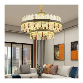 Candelabru LED Pollux cu Telecomandă, 300W, Diametru 75cm Auriu, Cristal, Dimabilă