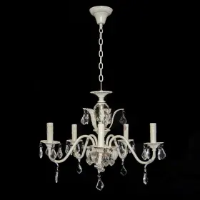 Candelabru Lisabona 5*E27, Alb, Metal și Cristal