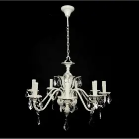 Candelabru Lisabona 8*E27, Alb, Metal și Cristal