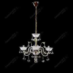 Candelabru Mali, 3*E14, Alb, Metal și Cristal