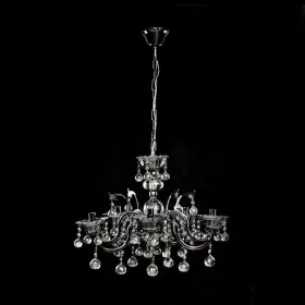 Candelabru Mali, 5*E14, Negru, Metal și Cristal