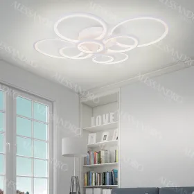 Lustra LED cu Telecomanda Asteria 264W 8 Cercuri Dimabila Alb