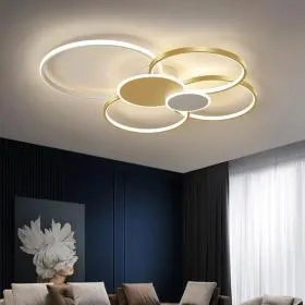 Lustră LED Lacerta cu Telecomandă, 200W, Auriu, Acril, Dimabilă