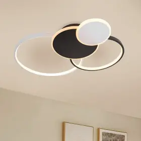 Lustră LED Libra cu Telecomandă, 120W, Alb cu Negru, Acril, Dimabilă