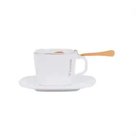 Set Ceașcă de Cafea cu Farfuriuță și Linguriță, Alb, 200 ml