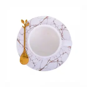 Set Ceașcă de Cafea cu Farfuriuță și Linguriță, Alb, 200 ml